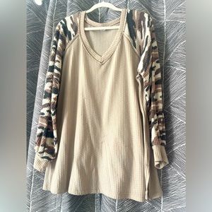 Long sleeve waffle fabric cano sleeve top size 2x